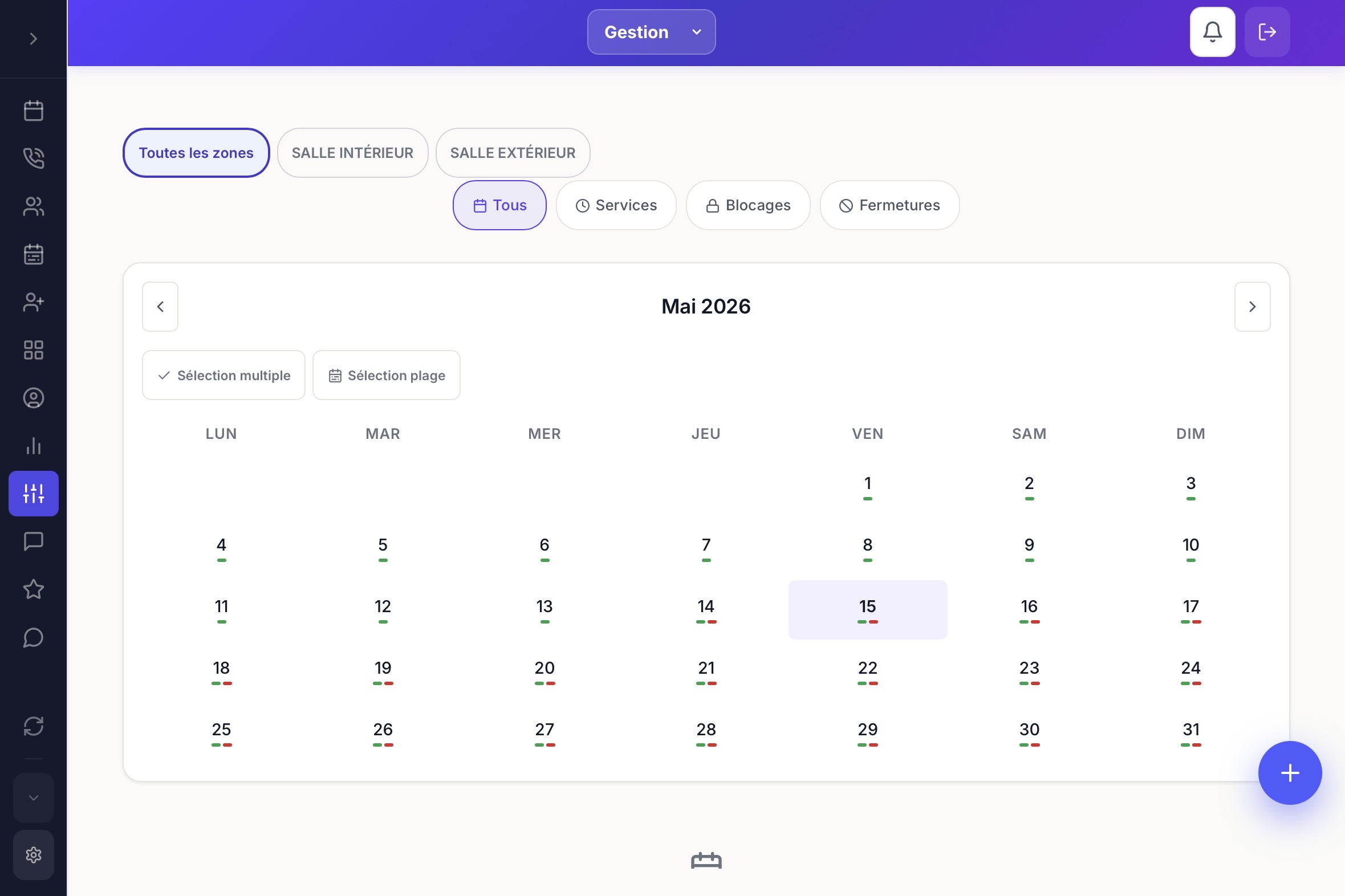 Calendrier mensuel de gestion Lyveon